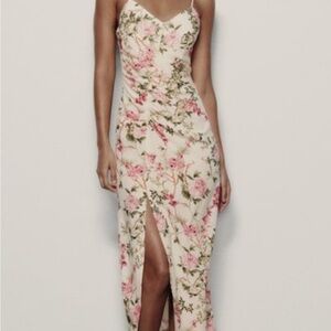 ZARA - Floral Pink and Cream Dress